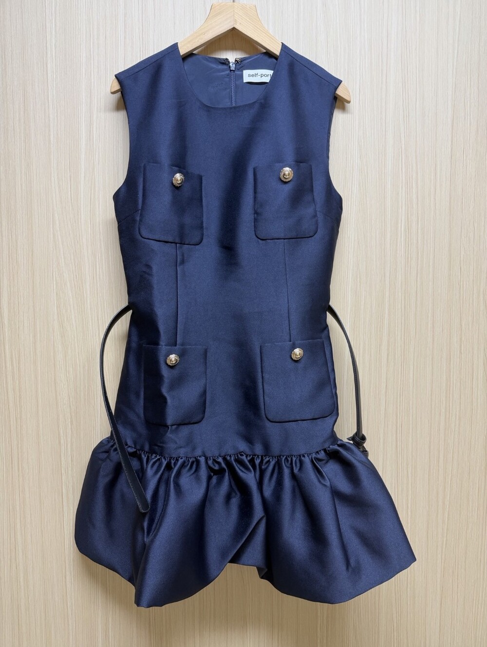 Self Portrait Navy Taffeta Mini Dress - Picture 7 of 11